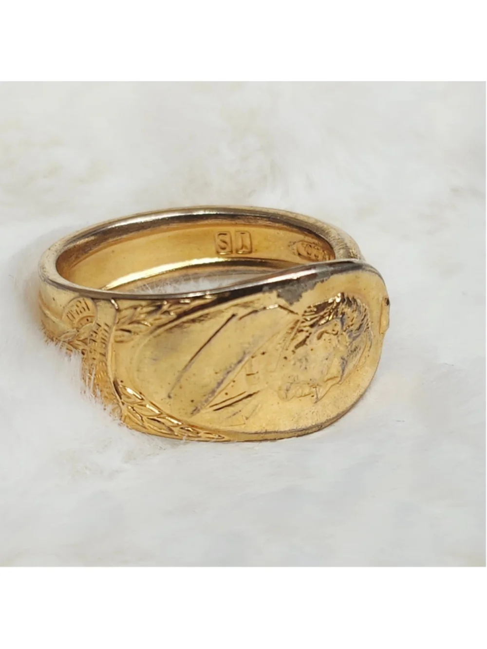 Gold Plated Millard President Spoon Ring Size 14½